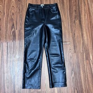 Aritzia Wilfred Faux Leather High Rise Straight Leg Streetwear Black Pant Size 6